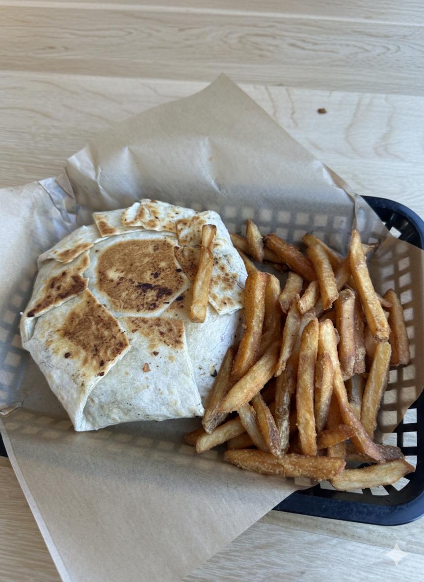 Crunch wrap supreme with fries